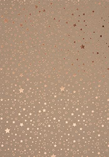Heyda Naturkarton Sterne Kraftpapier einseitig bedruckt Rückseite uni 50x70 cm Papier Weihnachten Kupfer