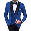 Heren 3 stuks Slim Fit Sjaal Revers Solid Prom Tuxedos Wedding Grooms (Blazer + Vest + Pants) (Kleur : Koningsblauw, Maat : Een maat)