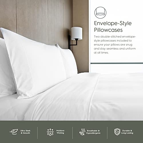 Tafts Bamboo Sheets Twin Size Bed Sheets 4 Piece Set, Pure 100% Organic Bamboo, 17” Deep Pockets – Luxuriously Soft, Silky Smooth, Cooling, Double Stitched, Lifetime Quality Guarantee (White) #TOP4