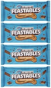 Mr Beast Feastable Chocolate Bundle - x4 60g Mr Beast Feastable Deez Nutz Peanut Butter Chocolate Bars