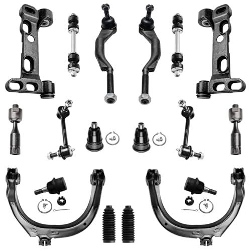 Image of Detroit Axle - 18pc Front End Kit for 2008 2009 Chevy Trailblazer GMC Envoy 2 Upper Control Arms 2 Lower Control Arm Brackets 4 Ball Joints 4 Sway Bar Links 4 Tie Rods 2 Boots Replacement