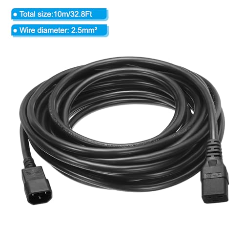 Cable de extensión PDU PATIKIL de 10m con conectores C14 a C19 de 250V 2