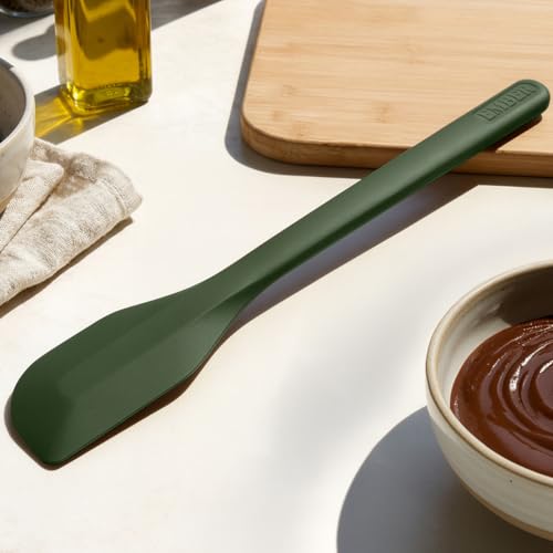 Image of Ember Cookware Silicone Scraper Spatula 26.5 cm | 230C Heat Resistant | Platinum Grade Food Safe Spatula for Cooking, Mixing & Scraping | Non Scratch Seamless Unibody Design | Green