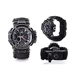 K99 Outdoor-Survival-Uhr, 7 in 1 Outdoor Sports Tactics Multifunktionale Tiefe wasserdichte Uhr Männer und Frauen Camping Camping Notüberlebens Ausrüstung,Schwarz