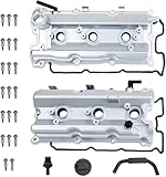MILIPARTS Upgrade Aluminum Engine Valve Cover Set w/Gaskets Compatible with 2003-2008 Nissan 350Z Infiniti G35 FX35 M35 VQ35DE 3.5L V6 Replaces Parts 13264-AM600 13264-AM610 (Silver)