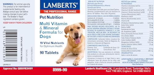 Lamberts Pet Nutrition para Perros, Combinación de Multivitaminas - 90 Tabletas - imagen 2