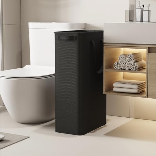 Lifewit 2 Pack Slim Laundry Hamper, Collapsible Narrow Laundry Basket, Small Tall Dirty Clothes Hampers with Handles for Bathroom Bedroom College Dorm, Black, 65L by Lifewit - Image 5
