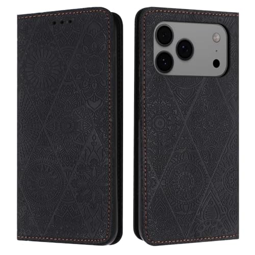 Étui iPhone 11 Pro noir en cuir avec clapet magnétique et portefeuille intégré