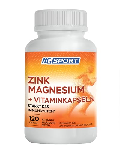EZ-MG Hohe Absorption Zink und Magnesium - Bauchfreundlich - Zur Muskelregeneration - Mit Vitaminen B6, E & B9 (Folsäure) - 120 Kapseln