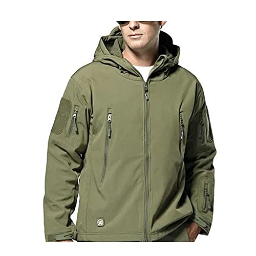 Jaqueta Tática Militar Militar De Pele De Tubarão Dos Homens (Verde, XXXL)