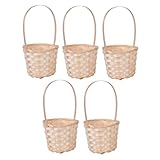 Uonlytech 5 piezas Cesta Tejida de Bambú para Picnic y Decoración Almacenamiento Práctico de Flores Capacidad Ligera y Portátil para Uso