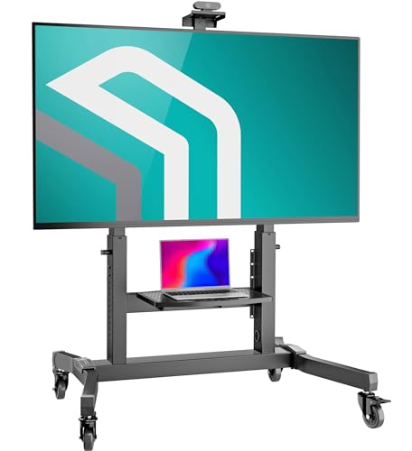 ONKRON Mobile TV Stand for 50-100 Inch TVs up to 265 lbs, Height Adjustable TV Portable Stand with +5/-5° Tilt, max VESA 1000x600, Heavy Duty TV Cart Rolling TV Stand on Wheels Black
