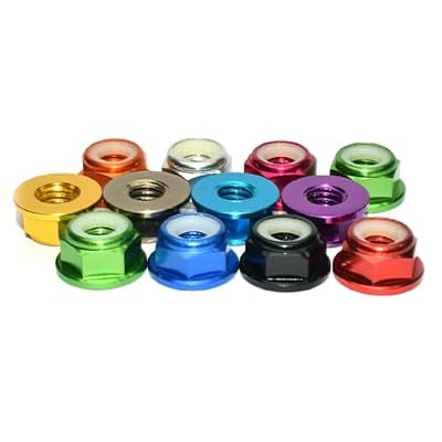 20pcs M5 Nuts Flanged Nylon Lock Nut Nylock Self-Lock Aluminum Nuts (Black)