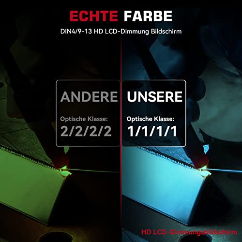ARCCAPTAIN Schweißhelm Schweißmaske Automatischer Verdunkelung für TIG MIG ARC, 1/1/1/1 Top Optische Klarheit, Ultra-Leicht Schweißhelm Automatische Abdunkelung