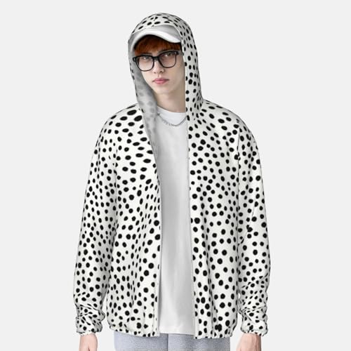 UPF 50+ Sun Protection Hoodie Rash Guard Long Sleeve Sun Shirt Black And White Polka Dot UV Shirt Full Zip Jacket4