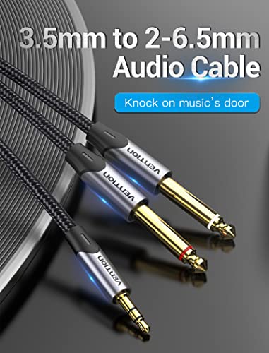 VENTION 3.5mm to 6.35mm 3m/10ft Nylon Braided Stereo Audio Cable, TRS to 1/4 & 1/8 Inch Male Aux Jack for Mixers Amplifiers - Image 2