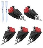 YIMATEECO RCA to Speaker Wire Adapter, 10 Pack Speaker Phono Jack RCA Male to AV 2 Screw Terminal Female, Audio Video Spring Press Type Balum Connector Adapter (Male To AV 2 Screw Female, 5Pack)