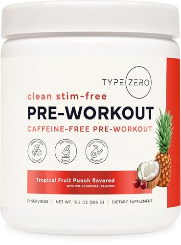 Type Zero Clean Stim Free Pre Workout Powder (Tropical Fruit Punch) 21 Serv