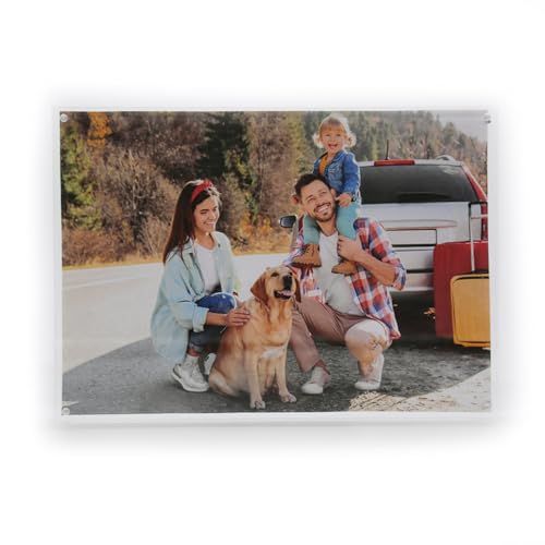 TRIXES Cadre photo en acrylique A4 – Cadre photo magnétique multi-usage effet verre, parfait pour afficher sur votre bureau, poser sur votre buffet ou...
