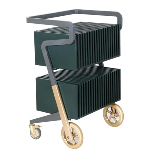 Chariot à roulettes élégant et moderne à 2 niveaux avec roulettes – Chariot à vin en métal pour cuisine et salle à manger, chariot de service parfait en marron pour les solutions de divertissement et