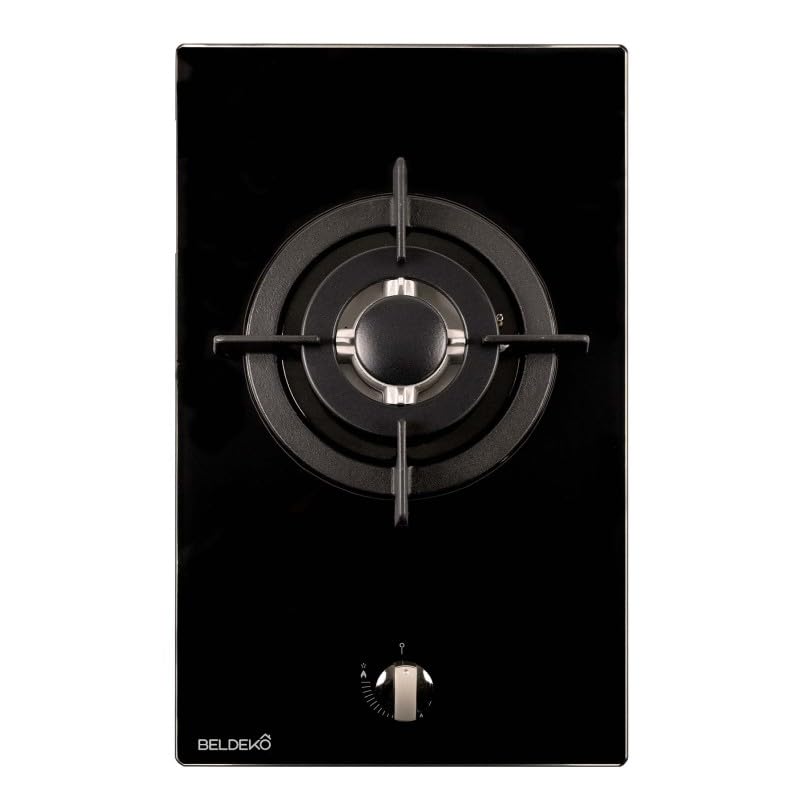 BELDEKO Plaque Gaz 1 Feu Double Couronne Verre Noir - Marque Française
