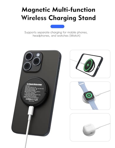 Image of WeFly 6-in-1 Magnetic Wireless Charging Pad with 15W Fast Charging for Phone 12 /13 /14 /15 /16 /17, Watch & Air /Pods, Compatible with Mag /Safe