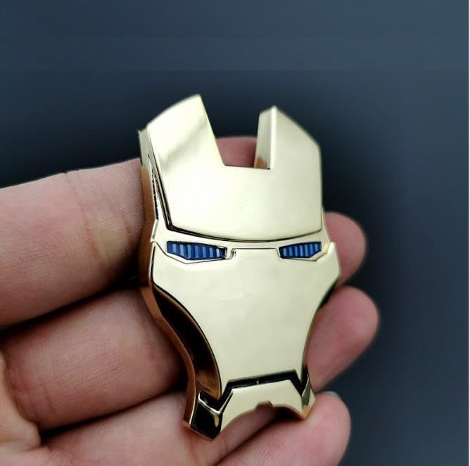 Image of JVCV 3D Metal Iron M face Sticker Chrome Logo Decal Emblem Badge for All Cars Bikes Laptops Headphones Helmets Home Office Accessory (Iron M Face, Gold Blue Eyes)