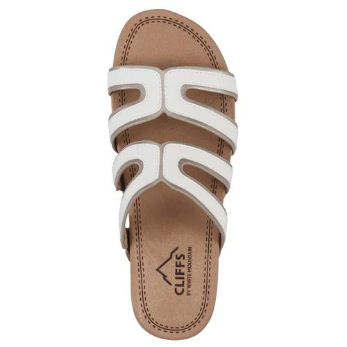 Cliffs by White Mountain Women's Cushioned Tinarose Strappy Slide Sandal, White/Pale Gold, 7.5 M by CLIFFS BY WHITE MOUNTAIN - Used condition - Image 6