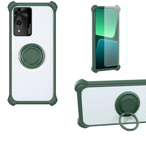 jioeuinly Case Compatible for Cubot A10 Phone Case Cover PC backplane + Silicone Soft Frame Cover [360 Metal Ring, Magnetic Car Mount] CSKB-LV