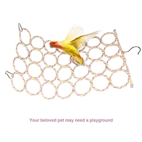 2 Packs Parrot Swing Hanging Toys, Bird Climbing Rope Net Ladders Small Medium Pet Activity Toy Suitable For Parakeet,Cockatiel,Cockatoo,Conure,Mini Macaw（Random Color ） (Style-1) #TOP3