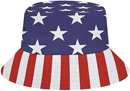 American Flag USA Summer Womens Bucket Hats Cotton Packable Beach Trendy Lightweight Outdoor Sun Teens Women and Men