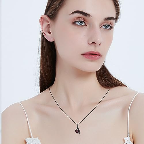 Skull Necklace 925 Sterling Silver Skeleton Skull Hand Pendant Necklace with Heart Crystal Gothic Punk Skeleton Jewelry Gifts for Women Christmas Halloween Birthday4