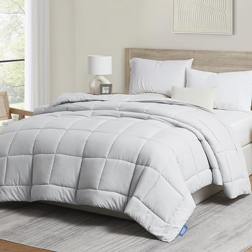 Image of Nestl Oversized King Duvet Insert, Quilted Down Alternative Comforter All Season Light Grey with Corner Tabs