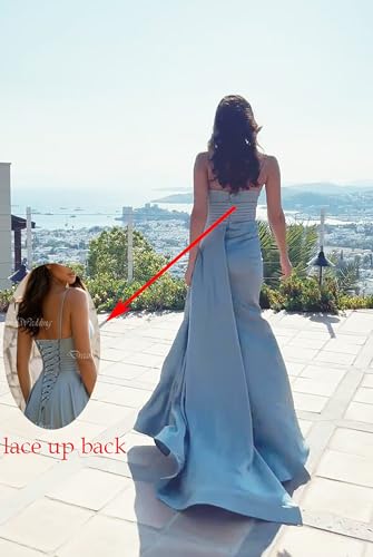 Woman's Bridesmaid Dresses Long For Wedding Formal Evening Prom Gown Mermaid Satin Floor Length With Slit Plus Size Brown 22 Dr0037 #TOP21