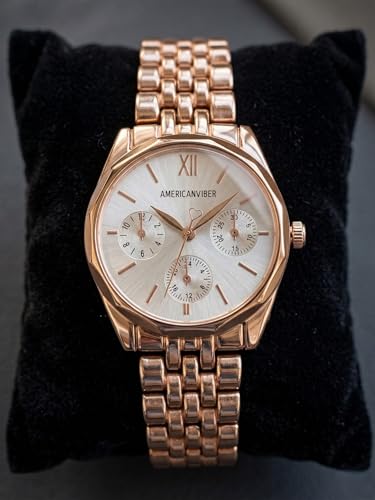 Image of AMERICANVIBER Rose Gold Women Watches | Girl Watch | Watch for Women | Diamond Studed | Premium Design | Trendy Fashionable | Under 499