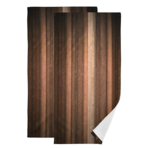 AIYOOLER Handtücher für Badezimmer, 2er-Set, Braun, Erde, Orange, Kupfer und Pfirsich, abstraktes kühles Glas und Vintage-Streifen-Design, weich, saugfähig, klein, Spa, 71.1x35.6 cm