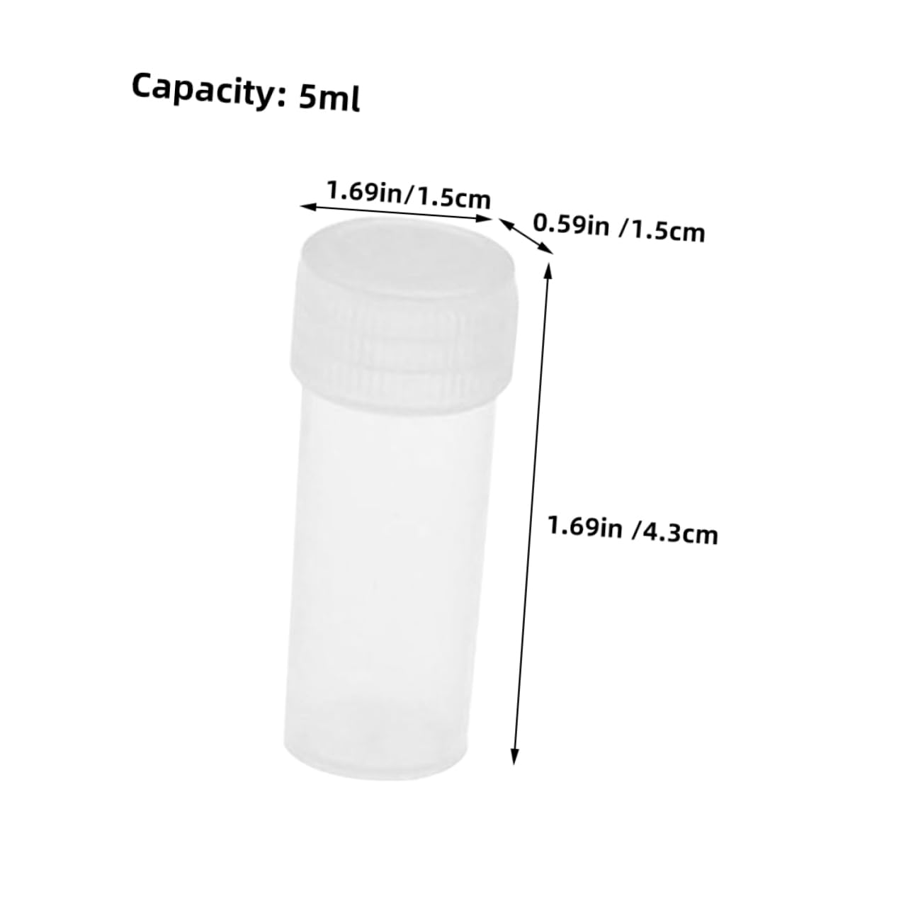 SOLUSTRE 100pcs Lab Test Tube Bottles Caps 5ml Plastic Sample Bottles Refillable Dispensing Bottles Organized Storage