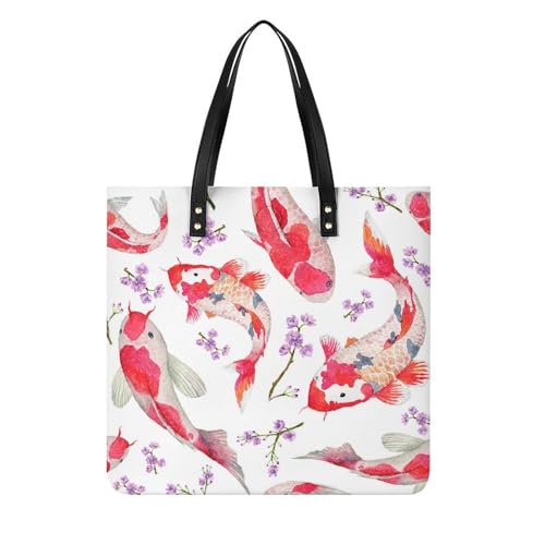 Tote bag carpes rouges fleurs pour s'évader : le sac à bandoulière idéal en voyage