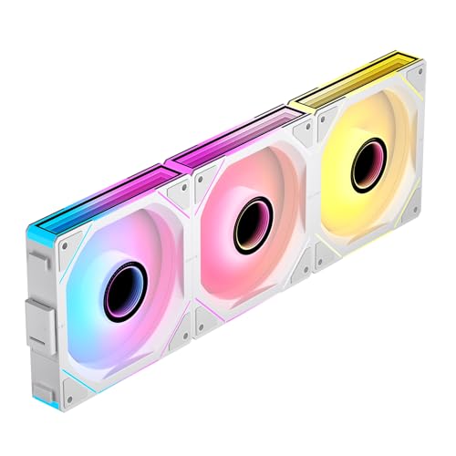 TZMRIT UNI FAN Wentylator Infinity RGB, 120 mm, wentylator ARGB 120 mm, wentylator do PC typu Daisy Chain, biały, 3-pak