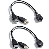 GlamSavvyFZ Upgrade 2 Pack USB Y Cable, USB Y Splitter 2 in 1 Out, USB 3.0 Female to Dual USB Male Power Injector Cable for External Hard Drive HDD SSD, 2.5 Inch Mobile Hard Disk, Laptop PC TV