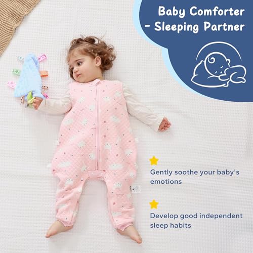 Image of ZIGJOY Baby Tag Security Blanket, Soft Lovies for Babies, Baby Comforter,10 inchX10 inch, Blue