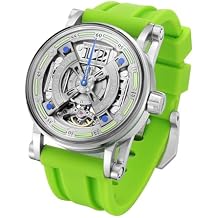 FEICE Watch for Mens Automatic Mechanical Skeleton Watch Titanium Steel 50M Waterproof Mens Wristwatch Luminous Analog Watches No Battery Silicone Strap, FM501 Green