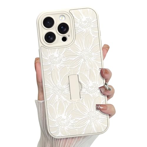 MZELQ for iPhone 15 Pro Case Sunflowers Floral Flower Pattern -White