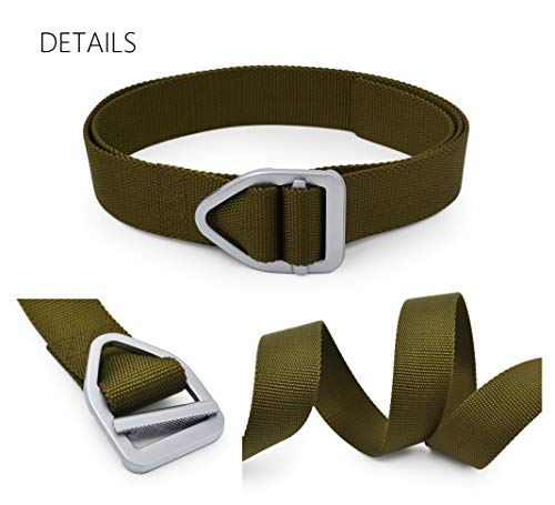 UltraKey Tactical Belt, Nylon Webbing Web Belt with Metal Buckle for Outdoor Sports and Hunting Green - Image 4