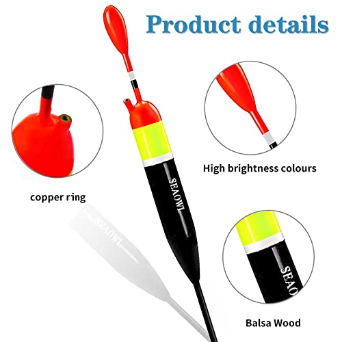 SEAOWL Fishing Slip Bobber Float Kit,Balsa Slip Corks and 60pcs Bobber Stops for Crappie Panfish Trout Bass Fishing - Thumbnail 5