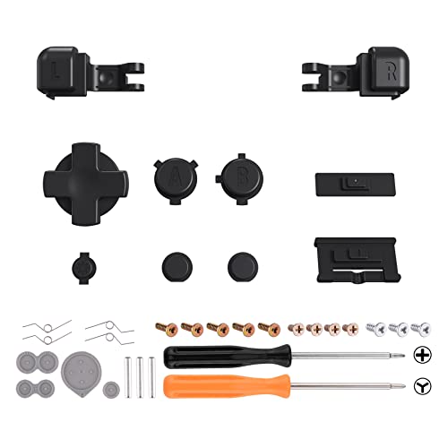 Image of eXtremeRate Black Custom Full Set Buttons for Gameboy Advance SP, Replacement A B L R Button Power On Off Volume Button D-pad Key for GBA SP Console - Console NOT Included