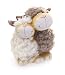 Produktbild TEMPELWELT® Deko Figur Schäfchen Paar verliebte Schafe 15 cm, Ton mit Kunstfell weiß grau braun, Lämmchen Wollschaf Dekofigur Tierfigur für Frühling Sommer Hochzeit