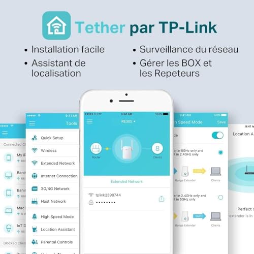 TP-Link Répéteur WiFi RE305 Amplificateur WiFi AC1200, WiFi Extender, WiFi Booster, 1 Port Ethernet, jusqu'à 120㎡, Augmente la Couverture WiFi, Compatible avec Toutes Les Box Internet