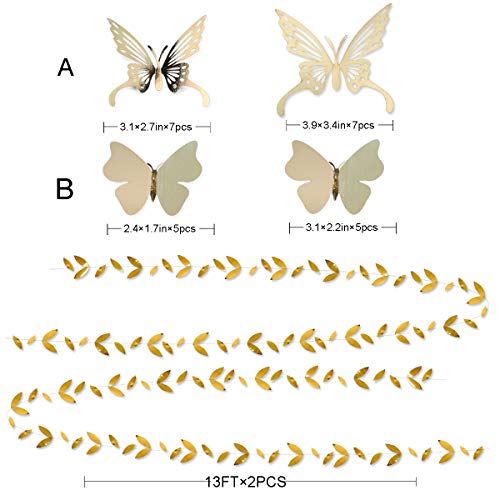 Kit de Decoração de Festa Branco e Dourado, Lanternas de Flores Pompom com Adesivos de Borboleta 3D