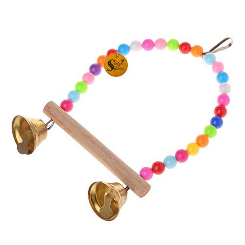 Sage Square Playful Wood Bead Hanging Swing Toy for Small and Medium Birds (Random Colour) 1